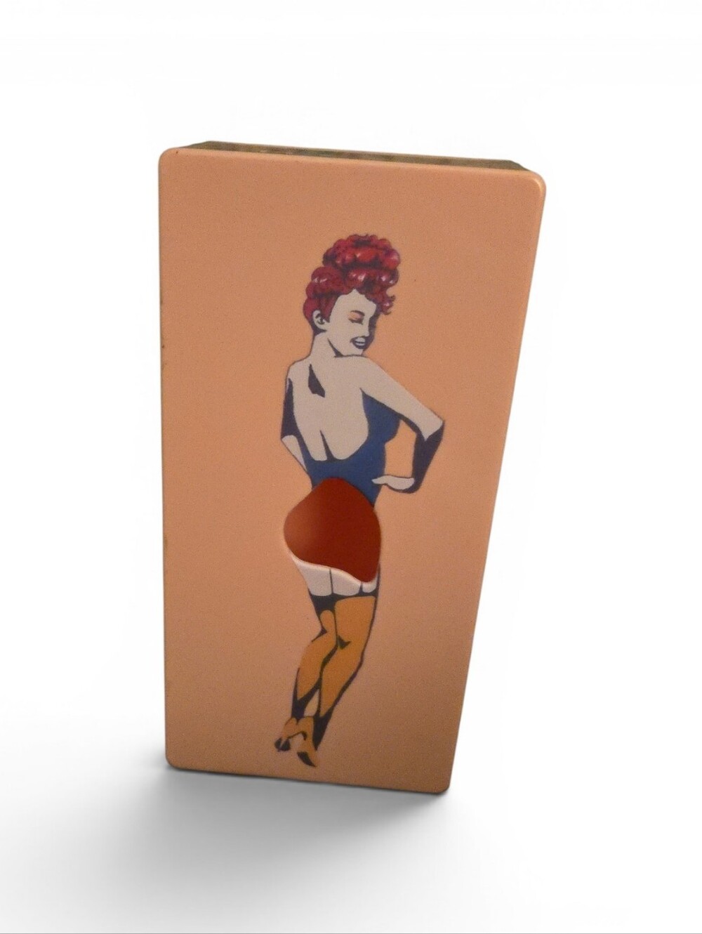 Pin-Up Girl Tissue Box with - Peach & Red Accents